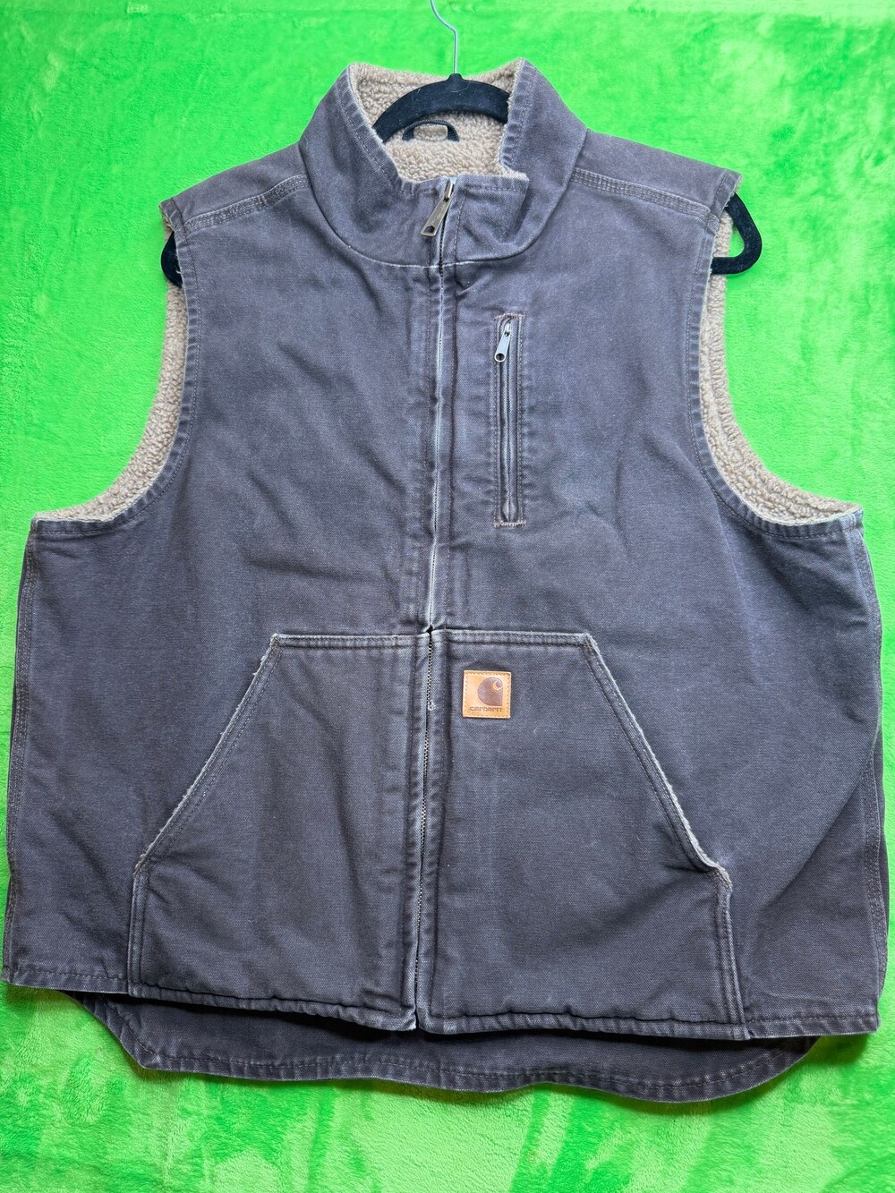 Carhartt Sherpa Lined Mock Neck Vest Sz L Dark Brown V33 DKB 104277 Duck